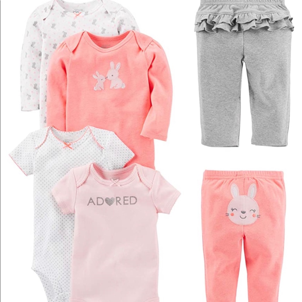 Carter's Baby Girls' 6-piece Bodysuits & Pants Set